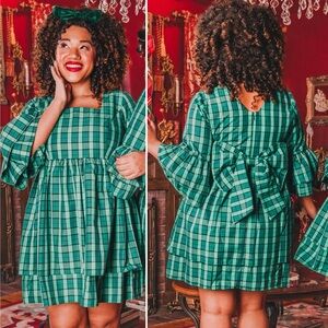 Ivy City Co Clara Dress in Green Plaid